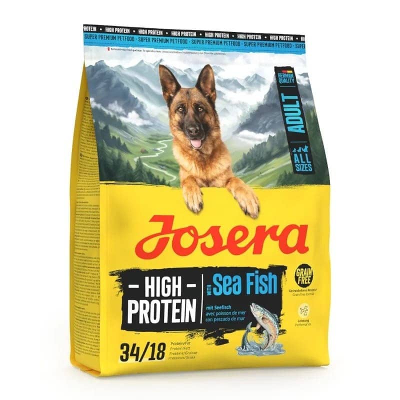 Josera High Protein Adult Sea Fish sausā suņu barība aktīviem suņiem bezgraudu 900 g